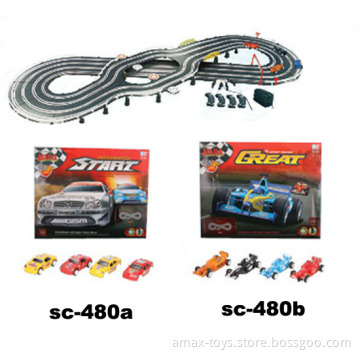 Slot car with charger and four tracks, Racing legnth: 416CM, two kinds of car:F1 or racing car
